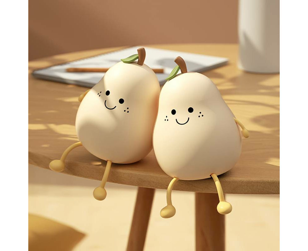 1Pc Cute Pear Night Light, LED Bedroom Sleep Bedside Light with Sleep Fun Pat Light, Multiple Light Colors