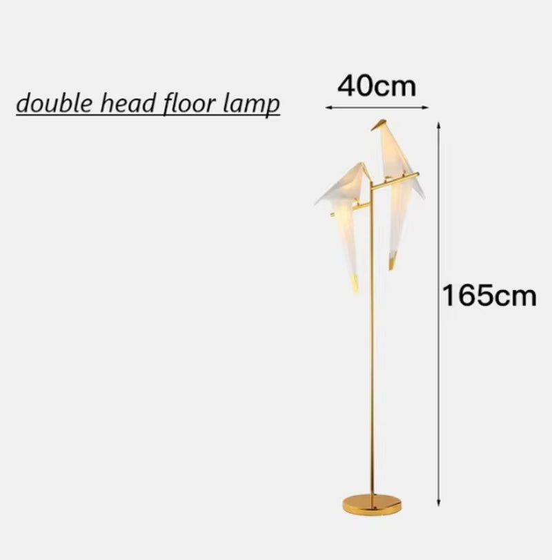 Nordic Bird Floor Lamp Creative Acrylic Thousand Paper Cranes Floor Lamps for Living Room Bedroom Home Decor Gold Standing Lamp