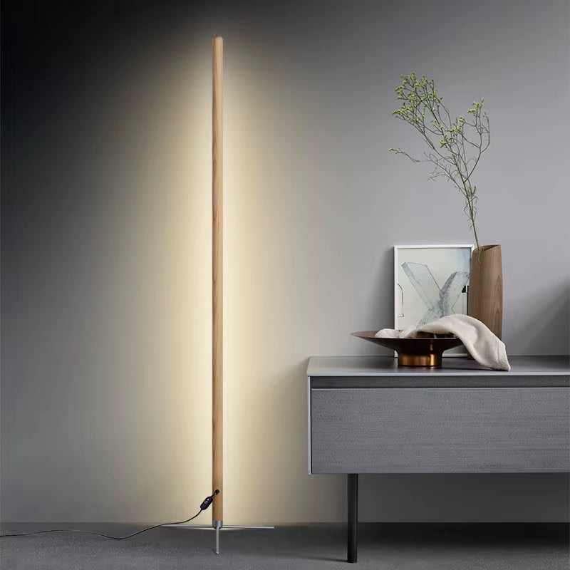 LED Wooden Standing Floor Lamp Modern Simple Design Solid Wood Art Decor Atmosphere Light 360° Adjustable Portable Ambient Lamps
