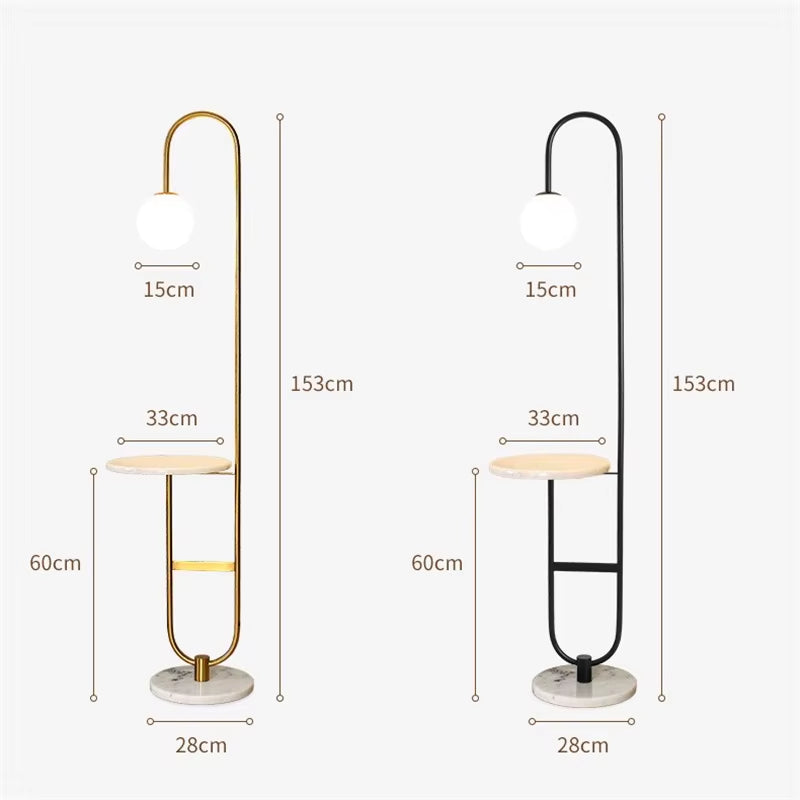 Modern Floor Lamp Nordic Standing Lamp with round Table Art Deco Floor Lamps for Living Room LED Sofa Floor Lights for Tea Table