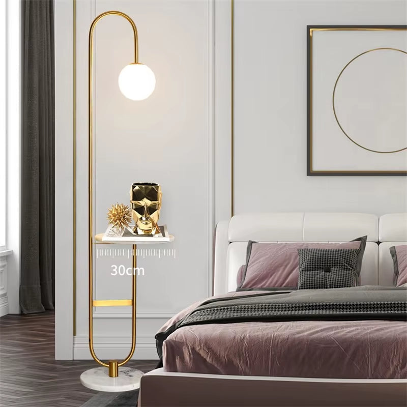 Modern Floor Lamp Nordic Standing Lamp with round Table Art Deco Floor Lamps for Living Room LED Sofa Floor Lights for Tea Table