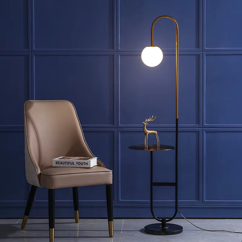 Modern Floor Lamp Nordic Standing Lamp with round Table Art Deco Floor Lamps for Living Room LED Sofa Floor Lights for Tea Table