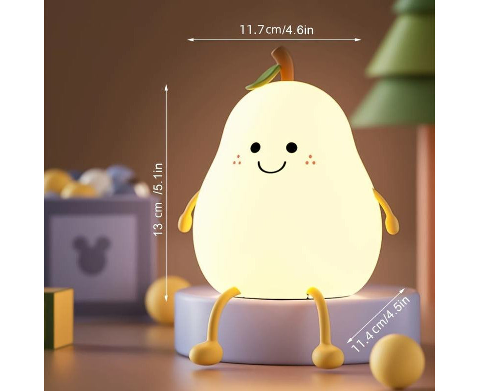 1Pc Cute Pear Night Light, LED Bedroom Sleep Bedside Light with Sleep Fun Pat Light, Multiple Light Colors