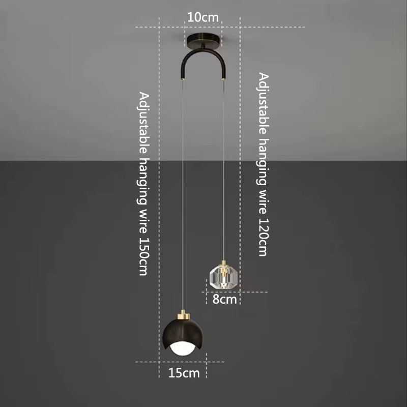 Modern Simple Crystal Pendant Light Luxury Bedroom Bedside Hanging Lamp Nordic Minimalist Long Line Living Room Home Decor