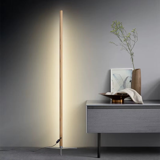 LED Wooden Standing Floor Lamp Modern Simple Design Solid Wood Art Decor Atmosphere Light 360° Adjustable Portable Ambient Lamps
