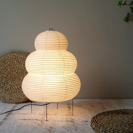 Japanese Wabi-Sabi Tripod Floor Lamp Bedroom Bedside Living Dining Room Study Loft Decor Desk Light White Rice Paper Table Lamp