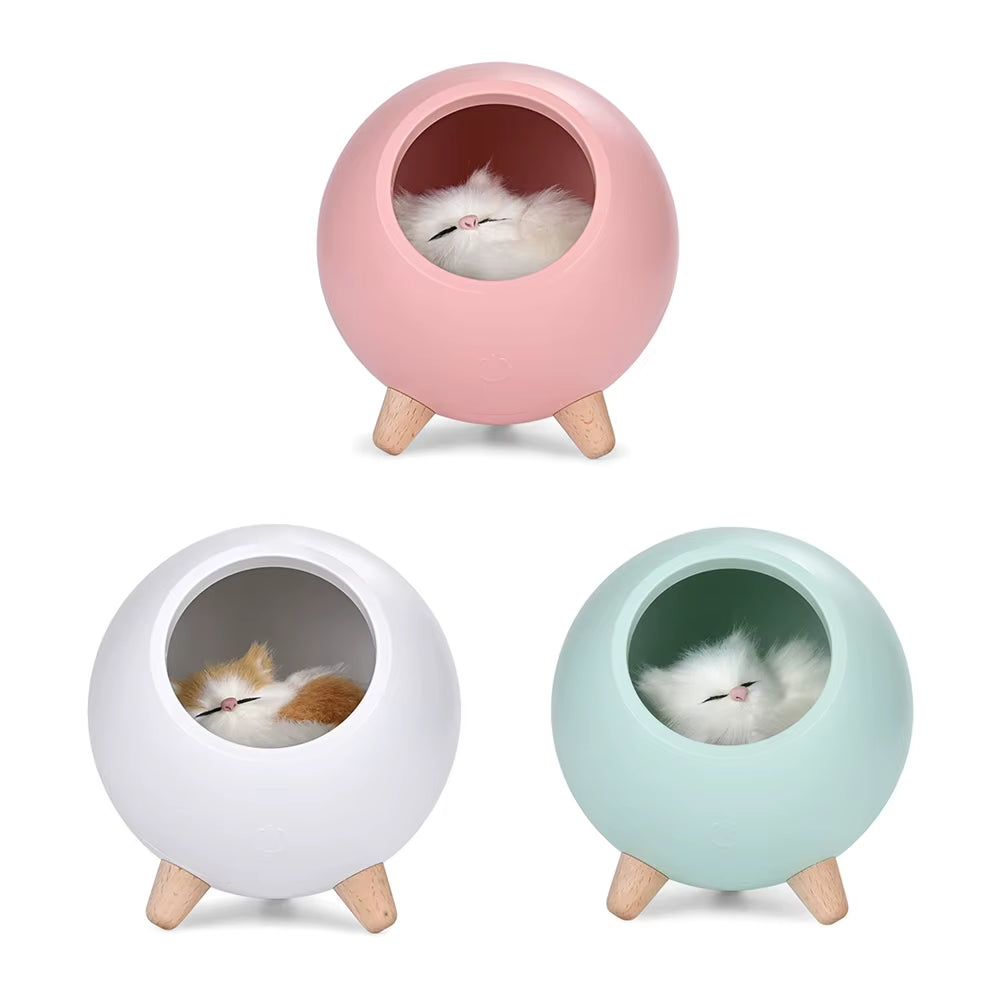 Creative Little Cat Pet Night Light LED Bedsdie Table Decor Lamp USB Rechargeable Bedroom Sleeping Light Gifts for Children Kids