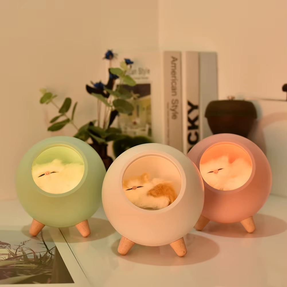 Creative Little Cat Pet Night Light LED Bedsdie Table Decor Lamp USB Rechargeable Bedroom Sleeping Light Gifts for Children Kids