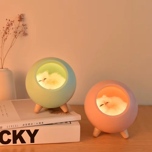 Creative Little Cat Pet Night Light LED Bedsdie Table Decor Lamp USB Rechargeable Bedroom Sleeping Light Gifts for Children Kids